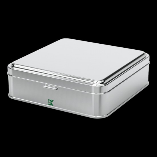 Square Tin Can Cookie Baklava Box 158 x 158 x 62 mm 1.50 Lt  Slip Lid