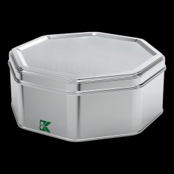 Custom Shape Octagonal Tin Box  3 lt Octagonal Nuts Regional Flavors Box 221 x H62 mm 3 lt  Slip Lid