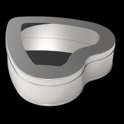 Custom Shape Heart Shape  Tin Can 2 lt Heart Windowed Lokum Chocolate Dragée Box  233 x 233 x H45 mm 2 lt  Slip Lid