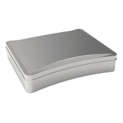 Custom Shape Rectangle  concave Tin Box  2 lt Bone shaped concave Metal Candy Box  260 x 210 mm x H50 mm 2 lt  Slip Lid